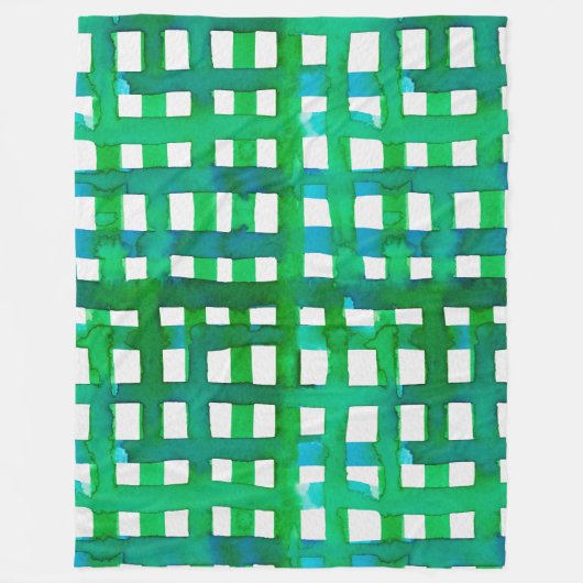 Wasserfarben-Gitter - grün Fleecedecke (Vorderseite)