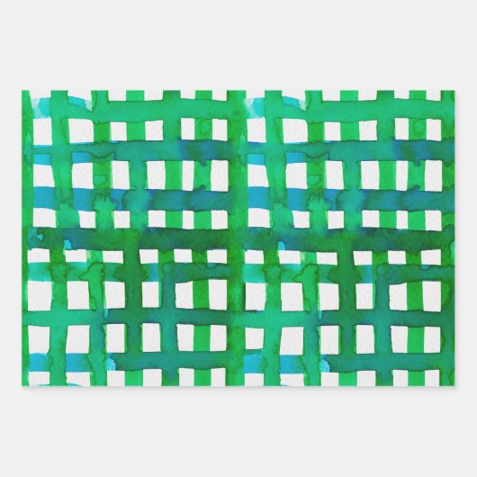Wasserfarben-Gitter - grün Geschenkpapier Set (Vorderseite 2)