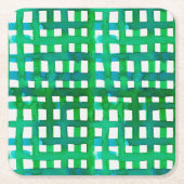 Wasserfarben-Gitter - grün Rechteckiger Pappuntersetzer (Vorderseite)