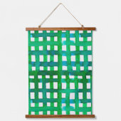 Wasserfarben-Gitter - grün Wandteppich Mit Holzrahmen (Vorderseite)