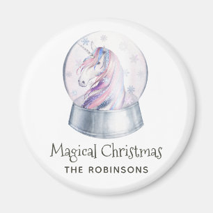 Wasserfarben-Glitter-Einhorn-Winterfeiertag Magnet