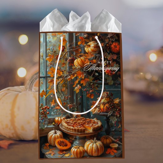 Wasserfarben glücklich Erntedankend Herbstleaves Mittlere Geschenktüte