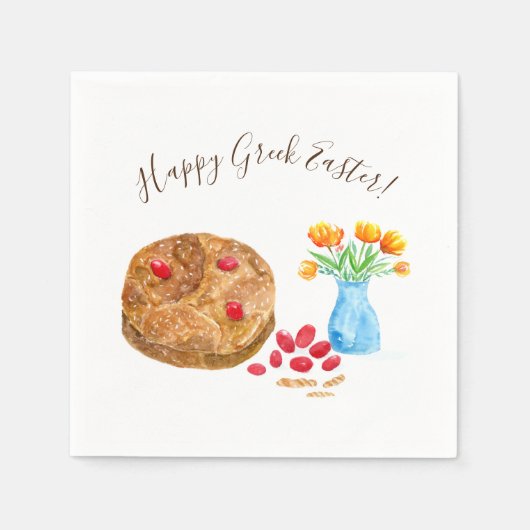 Wasserfarben glücklich griechisch Ostern Serviette (Vorderseite)