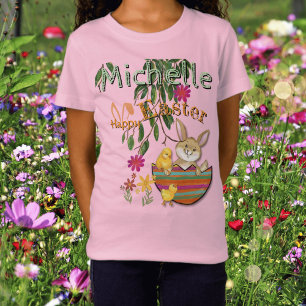 Wasserfarben glücklich Ostern Bunny Pink T-Shirt