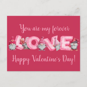 Wasserfarben Gnome Rosa Valentine Gruß Postkarte