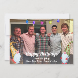 Wasserfarben Gnomes Holiday Friends Foto-Karte Feiertagskarte