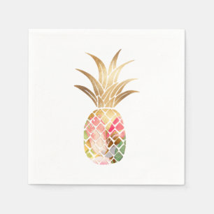 Wasserfarben-Gold-Ananas-Servietten Serviette
