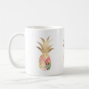 Wasserfarben-Gold-Ananas-Tasse Kaffeetasse