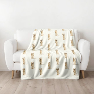 Wasserfarben-Golden-Retriever-Flanelldecke Fleecedecke