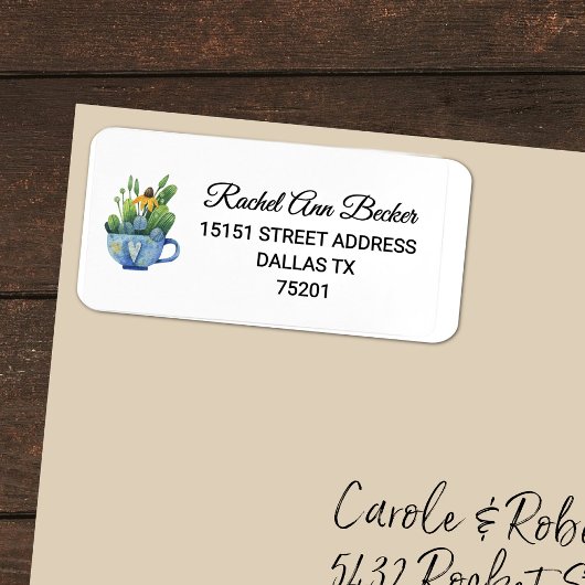 Wasserfarben-Goldflower im Teacup-Adressbuch Adressaufkleber
