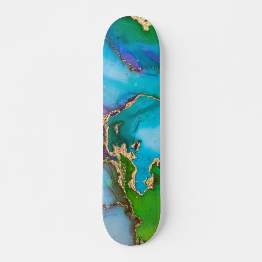 Wasserfarben-Goldpfade Abstrakt Skateboard (Vorne)