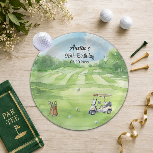 Wasserfarben-Golfplatz 95. Geburtstagsfeier  Pappteller