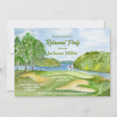Wasserfarben-Golfplatz mit Party zur Wasserversorg Einladung (Vorderseite)