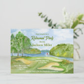 Wasserfarben-Golfplatz mit Party zur Wasserversorg Einladung (Stehend Vorderseite)