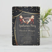 Wasserfarben-Graduierungskappe, Diamanten schwarz Einladung (Stehend Vorderseite)