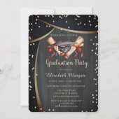 Wasserfarben-Graduierungskappe, Diamanten schwarz Einladung (Vorderseite)