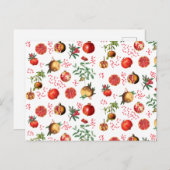 Wasserfarben Granatapfel Mittelmeerfruchtmuster Feiertagspostkarte (Vorne/Hinten)