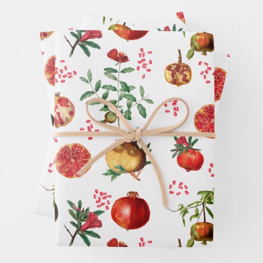 Wasserfarben Granatapfel Mittelmeerfruchtmuster Geschenkpapier Set (Beispiel)