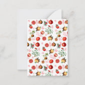 Wasserfarben Granatapfel Mittelmeerfruchtmuster Mitteilungskarte (Rückseite)
