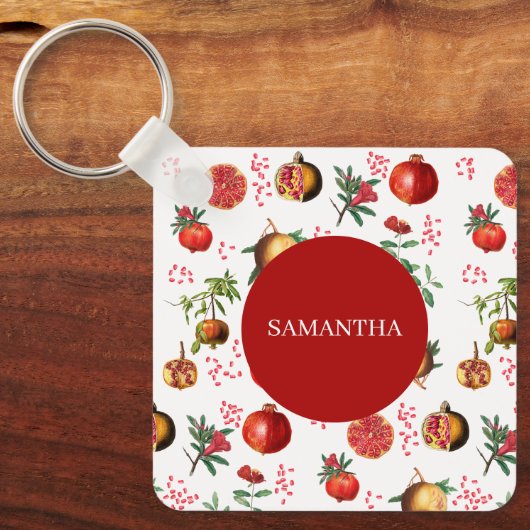 Wasserfarben Granatapfel Mittelmeerfruchtmuster Schlüsselanhänger (Vorderseite)