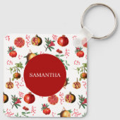 Wasserfarben Granatapfel Mittelmeerfruchtmuster Schlüsselanhänger (Rückseite)