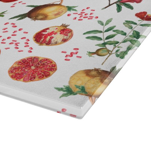 Wasserfarben Granatapfel Mittelmeerfruchtmuster Schneidebrett (Ecke)