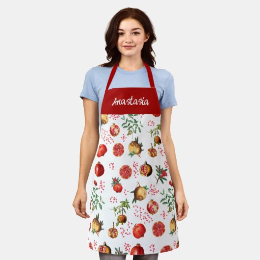 Wasserfarben Granatapfel Mittelmeerfruchtmuster Schürze (Getragen)