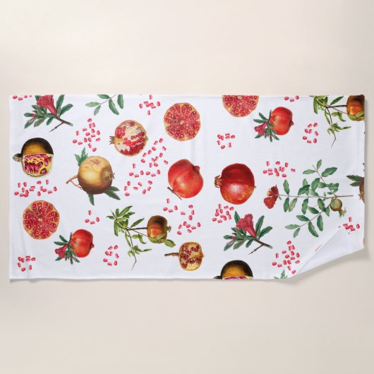 Wasserfarben Granatapfel Mittelmeerfruchtmuster Strandtuch (Vorderseite)