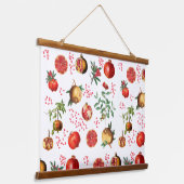 Wasserfarben Granatapfel Mittelmeerfruchtmuster Wandteppich Mit Holzrahmen (Gewinkelt)