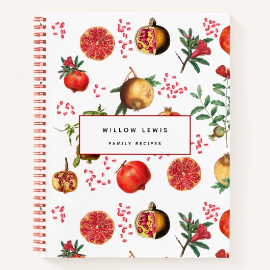 Wasserfarben Granatapfel Mittelmeerobst Rezept Notizblock (Vorderseite)