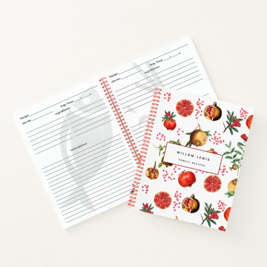 Wasserfarben Granatapfel Mittelmeerobst Rezept Notizblock (Innenseite)