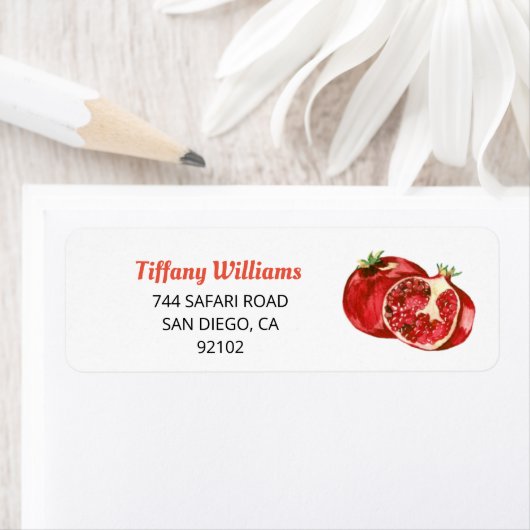 Wasserfarben-Granatapfel Rücksendeadresse (Insitu)