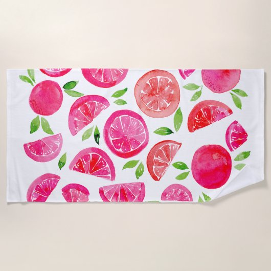 Wasserfarben-Grapefruit Strandtuch (Vorderseite)