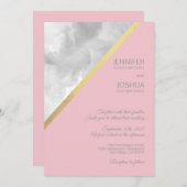 Wasserfarben Graue Rosa Goldfolie Hochzeit Einladung (Vorne/Hinten)