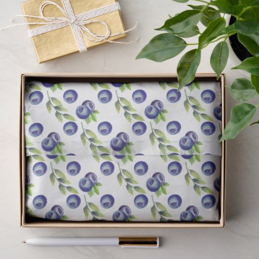 Wasserfarben großes Blaubeermuster-Seidenpapier Seidenpapier (Geschenk)