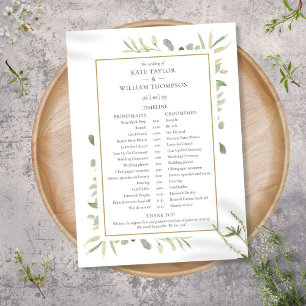 Wasserfarben-Grün-Hochzeitsplan Zeitachse Programm