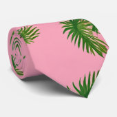 Wasserfarben Grün & Pink Palm Tree Leaf Muster Krawatte (Gerollt)