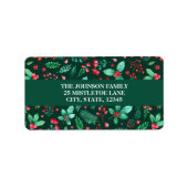 Wasserfarben Grüne Botanische Blütenwein Weihnacht Adressaufkleber (Vorne)