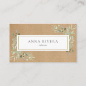 Wasserfarben Grüne Rustikale Kraft Beruflich Visitenkarte (Vorderseite)