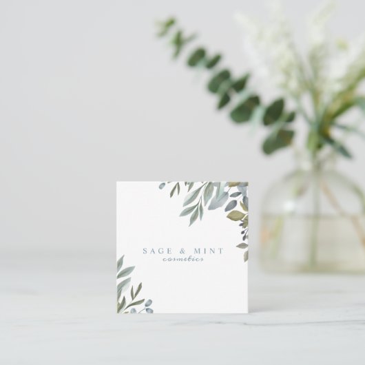 Wasserfarben-Grünflächen aus Weide und Leaf Quadratische Visitenkarte (Stehend Vorderseite)