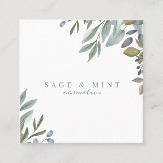 Wasserfarben-Grünflächen aus Weide und Leaf Quadratische Visitenkarte (Vorderseite)