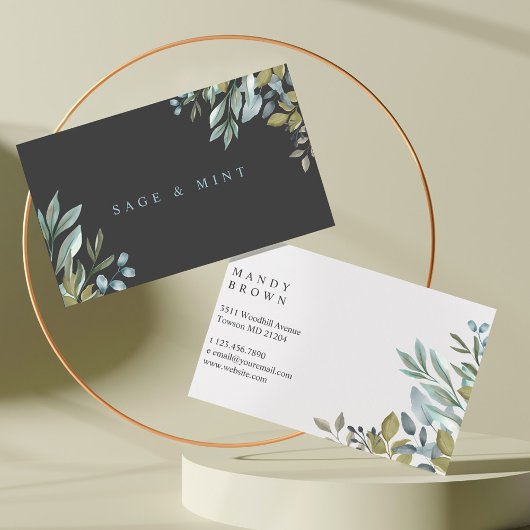 Wasserfarben-Grünflächen aus Weide und Leaf Visitenkarte