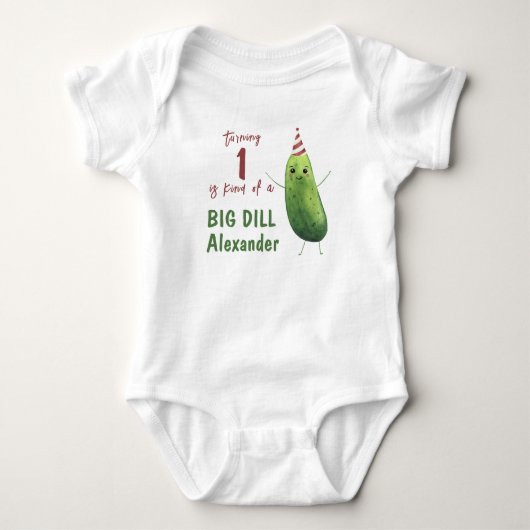 Wasserfarben-Gurke Big Dill Geburtstagsfeier Baby Strampler (Vorderseite)