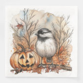 Wasserfarben Halloween-Chickadevogel für Decoupage Serviette (Vorderseite)