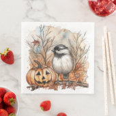 Wasserfarben Halloween-Chickadevogel für Decoupage Serviette (Beispiel)