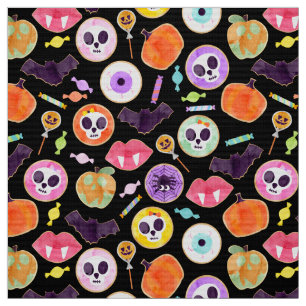 Wasserfarben Halloween Cookies Spooky Muster Stoff