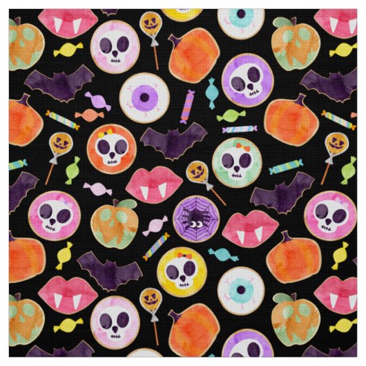 Wasserfarben Halloween Cookies Spooky Muster Stoff (Muster)