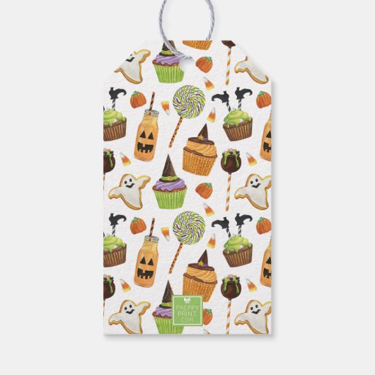 Wasserfarben Halloween, Cupcake und Candy Geschenkanhänger (Rückseite)