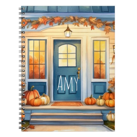 Wasserfarben Halloween Fall Pumpkins Autumn Leaves Notizblock (Vorderseite)