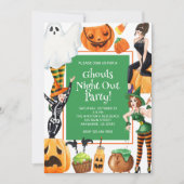 Wasserfarben Halloween Fashion Girls Hexen Party Einladung (Vorderseite)